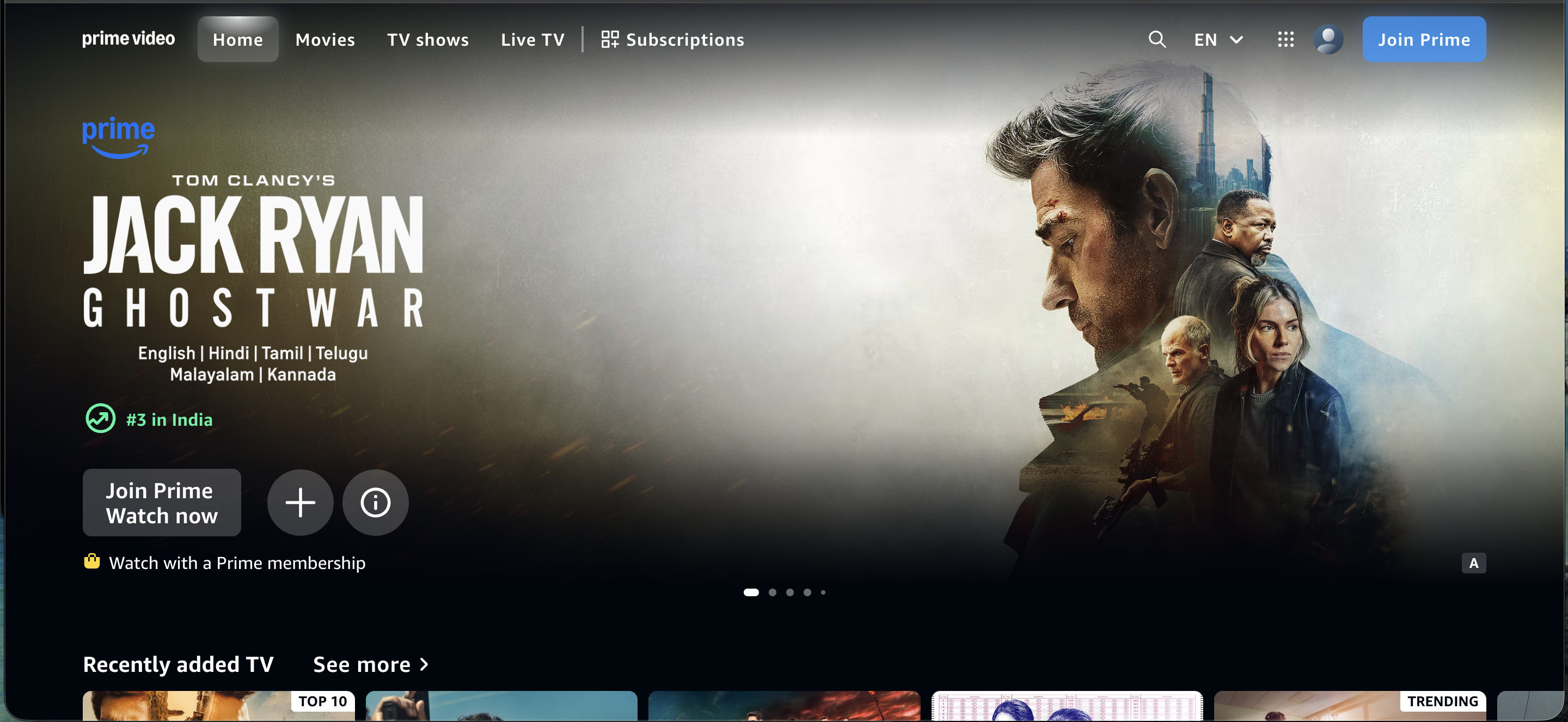 Amazon Prime Video India website